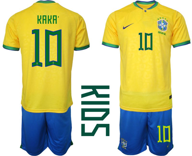 Youth 2022 World Cup National Team Brazil home yellow #10 Soccer Jersey1->customized soccer jersey->Custom Jersey